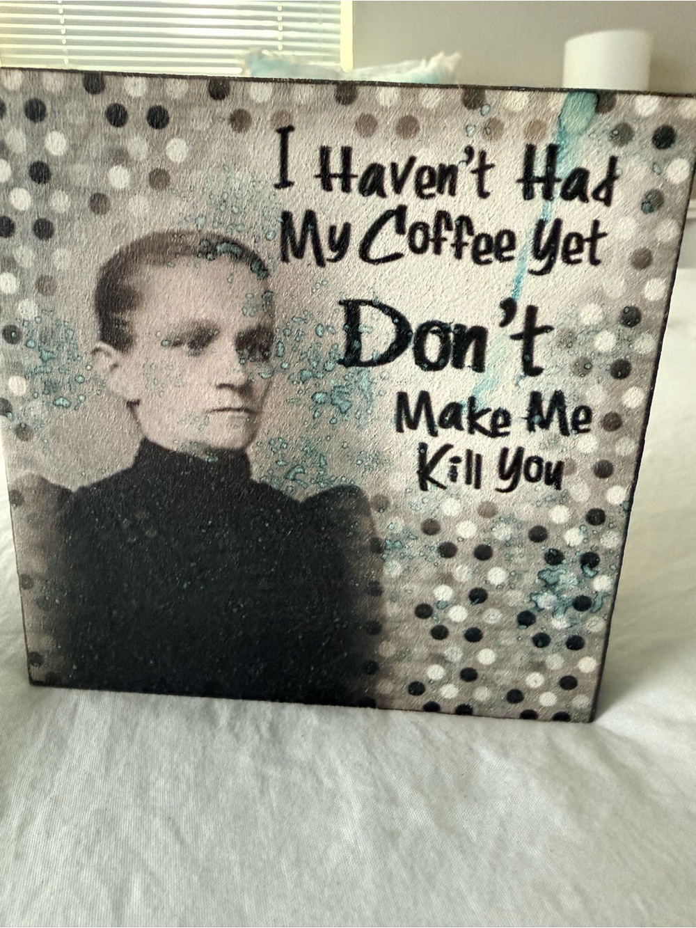 Humorous Canvas Plaque for Coffee Lovers